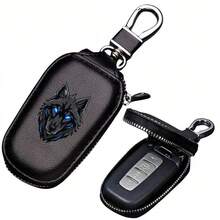 2 Pieces Set Of Premium Men's Blue Eyed Wolf Head Wallet, Equipped With A Car Key Bag. The Ideal Gift For Christmas, Birthdays, Or Father's Day - Multicolor - View 7