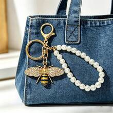 Rhinestone Bee Pearl Keychain, Bag Charm, Car Key Accessory, Luxury Delicate Fashion, Women's Gift Key Chain - Multicolor - View 2