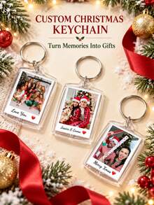 1/3/5Pcs Custom Photo And Text Keychain,Personalized Acrylic Keychain,Custom Couple Keychain, Photo Key Ring,Valentine's Day,Birthdays Gift - Multicolor 2 - View 5