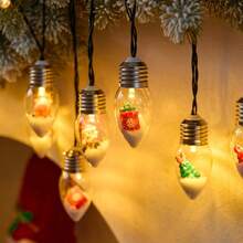1pc 10LED Charming Christmas Wish Ball Fairy Light String, Indoor Light String For Party, Halloween, Thanksgiving, Christmas, Window, Christmas Tree Decoration, With Christmas Tree, Santa Claus, Snowman, Deer Design (Battery Powered, Batteries Not Included) - Christmas String Lights - View 9