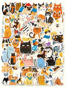 50/56/106pcs Cute Cartoon Dog/Cat Stickers: Perfect For Scrapbooking, Journaling, Laptop, Bumper, Skateboard, Water Bottle, Computer, Phone - Multicolor - View 2