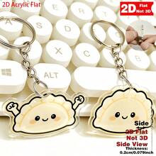 2D Flat - 4pcs Set Unisex Novel Unique Human-Shaped Dumpling Keychain, Cute Cartoon Pendant Charm For Backpacks, Purses, Fashion Wallets, Christmas Party Gift, Stocking Stuffer, Secret Santa Exchange, New Year Celebration Accessory - White - View 3