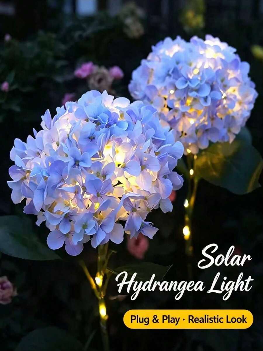 1 buah [Lampu Bunga Hydrangea Besar Kepala Tunggal Bertenaga Surya 20cm] Lampu Bunga Buatan Tahan Air Luar Ruangan LED, Lampu Taman Tenaga Surya Dekorasi Luar Ruangan untuk Halaman, Cocok untuk Taman, Jalan Setapak, Halaman Belakang, Penerangan Tiang Rumput, Mudah Dipasang, Baterai Besar, Lampu Taman Tenaga Surya