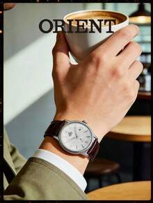 Orient Men's Bambino Automatic Watch, White Dial, Date Display, Brown Crocodile Leather Strap, 30m Water Resistant RA-AP0002S10B - Silver - View 4