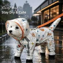 Waterproof Four-Legged Dog Raincoat, Full Coverage All-In-One Pet Rain Poncho, Anti-Dirty Puppy Protective Clothes For Bichon Small Dogs Rainy Day Outdoor Walking - Multicolor - View 3
