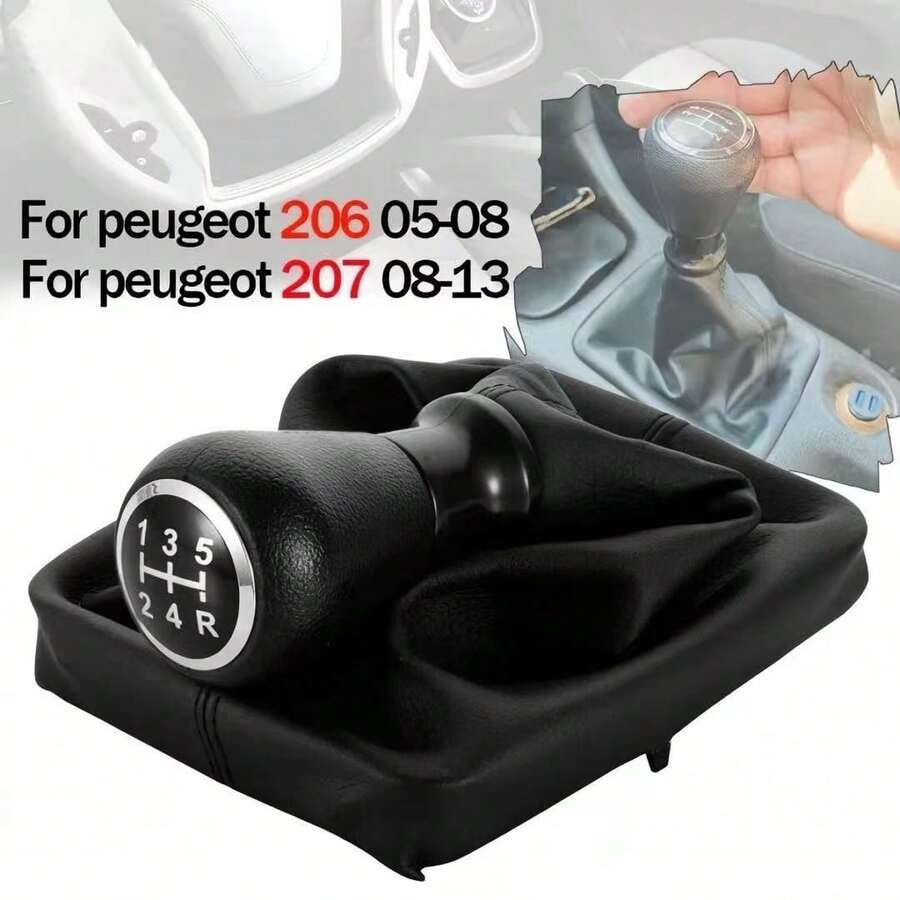 5 Speed Gear Shift Knob For Peugeot 207 307 406 C3 C4 C5 XSARA Shifter Lever Stick Gaiter Boot Cover New Car Accessories - Black 5 Speed Suit - View 1