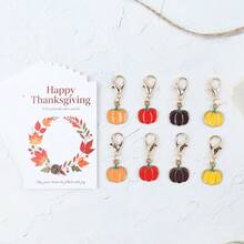 4pcs/8pcs Pumpkin & Thanksgiving Greeting Card Keychain Set, Suitable For Bags/Backpacks/Car Keychains/Daily DIY Decor, Ideal For Thanksgiving/Halloween/Daily Gifts/Holiday Parties - Multicolor - View 4