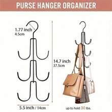 1pc Bag Storage Rack For Wardrobe, Can Hang Bags To Keep Them Organized, Easy To View And Maintain In Good Condition. Metal Material, Suitable For Storing Handbags And Backpacks, Space-Saving. - One-size - View 3