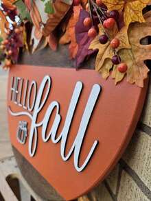 1pc 3D Autumn "Welcome" Sign - Designed With Autumn Theme, Featuring A Circular Wreath, Perfect Decoration For Your Front Door. Ideal For Autumn Celebrations And Thanksgiving Home Decor. Perfect Autumn Home Decor Item - A - View 9