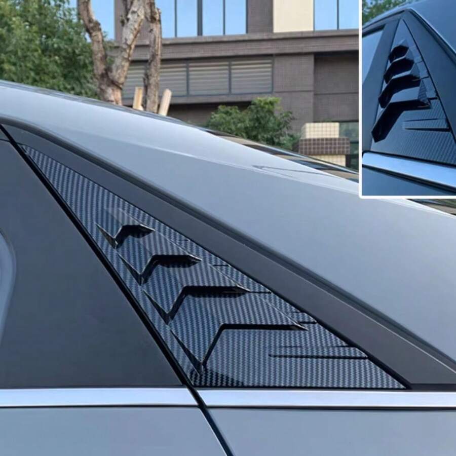 لإلانترا CN7 2020-2024 من ألياف الكربون ABS، زينة نافذة جانبية خلفية، زينة نافذة مثلثية خلفية، زينة لوفر، إكسسوارات سيارة - ستائر سيارة إلنترا الجيل السابع - مشاهدة 1
