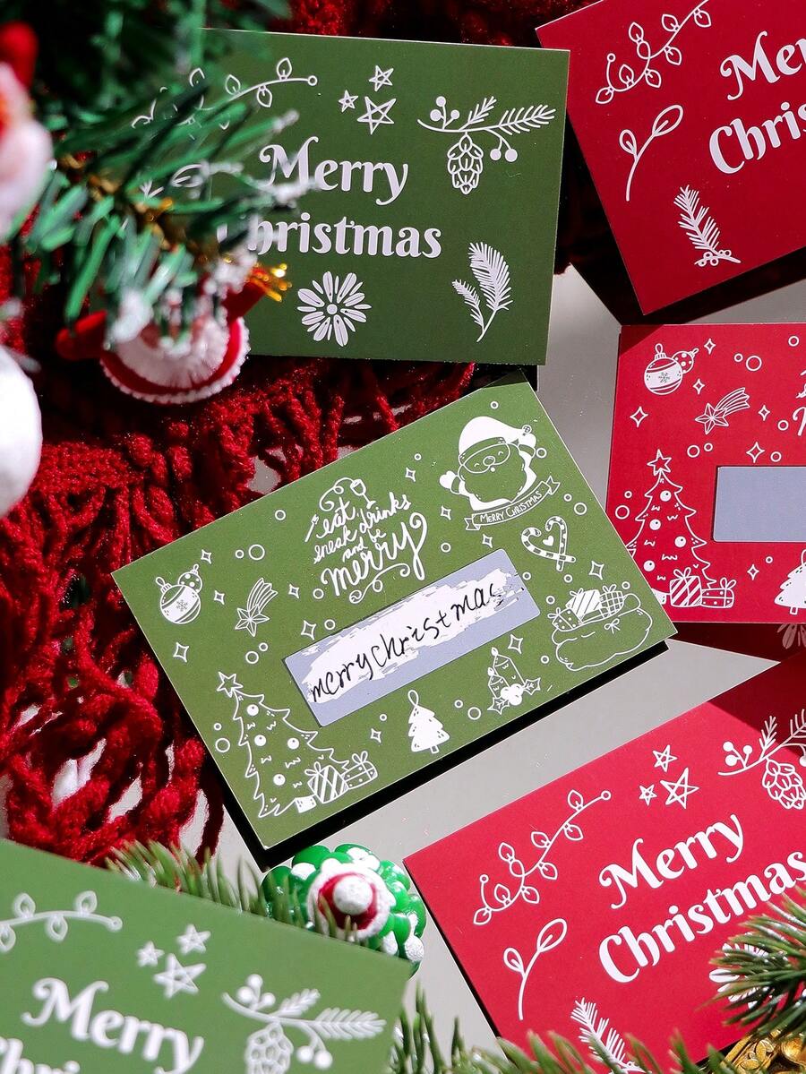 Christmas Decoration Scratch-Off Card Set (10pcs/20pcs), Featuring Santa Claus And Christmas Tree Patterns - DIY Holiday Gift Coupons, Party Game Prizes, Includes Lucky Scratch-Off Stickers, Cute Cartoon Christmas Scratch-Off, Creative DIY Gift Coupons, Suitable For Holiday Parties And Events