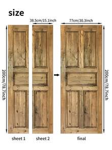 2pcs Wooden Pattern Door Sticker,Stickers,Wall Decal, Vinyl Decal For Home Decorations,Spring Decoration Items Refresh Your Home,Rama Decoration Stickers Gifts Birthday Graduation - Multicolor - View 8