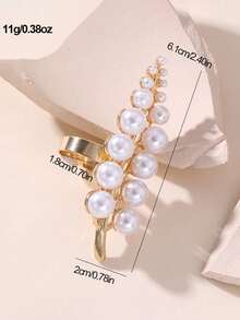 1pc Fashion Exaggerated Metal Women's Ring, Summer Ocean Vacation Style, Faux Pearl Opalesca Ring Jewelry - Multicolor - View 8