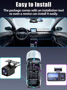 1 buah Kamera Dasbor 2-Hannel 1080P Full HD Lensa Ganda, Perekaman Ganda Depan dan Belakang, DVR dengan Perekaman Berulang, Perekam Dasbor Mini Tersembunyi, Monitor Keamanan 24 Jam, Kamera Dasbor Kecil untuk Mobil (Kartu SD Tidak Termasuk) - A - View 3