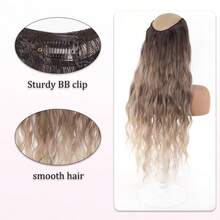 1pc Women's V-Shaped Long Curly Water Wave Voluminous Ombre Dyed Synthetic Hair Extension Piece - Black - View 7