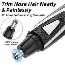 AXH Nose & Ear Hair Trimmer, Men's Stainless Steel Manual Washable Portable Nose Hair Clipper - Black - View 4