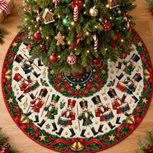 1pc Nutcracker Band Performance Pattern Christmas Tree Skirt, Elegant Color Holiday Decor, 5 Sizes, Unisex Holiday Gift, Suitable For Home And Party Christmas Home Decoration - Nutcracker Band Performance - View 7