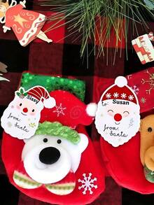 Personalized Christmas Gift Tag Stickers, Custom Name To/From Labels, Santa Claus Xmas Stickers For Gift Wrapping, Self-Adhesive Holiday Present Tags For Gift Boxes, Bags, Envelopes, Party Favors & Christmas Gifts - Multicolor - View 10