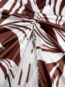 Plus Size 2 Pieces Pants Set Kaftan Top With Drawstring Wide Leg Pants African Print Outfit Elegant Church Wedding Guest Formal Wear New Fashion - Brown - View 9