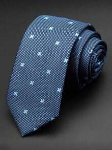 1pc Men's 6cm Narrow Tie, Blue Floral Casual Tie For Wedding And Party - Multicolor - View 1