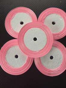 [Romantic Wedding Season]5 Rolls Pink Polyester Ribbon (1 Roll 22m), Suitable For Gift Boxes, Floral Decoration Ribbons, Balloon Ribbons, Gift Wrapping Ribbons, Handicrafts, Suitable For Gift Wrapping, Holiday Gift Exchange, Weddings, Celebrations, Festivals, Flower Shops, Valentine's Day Gift Wrapping, Gift Box Packaging. 1cm High Quality Wide Pink Wedding Bow Ribbon, Suitable For Young Girls, Double-Sided Shiny Satin - Pink - View 16
