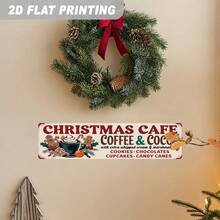 2D Flat Metal Sign, Christmas Cafe Theme, Coffee And Cocoa Topped With Extra Cream And Marshmallows, Perfect For Holiday Decor, Ideal For Kitchen (Random Style) - A - View 5