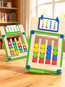 Children's Double-Sided Gear Maze Shape & Color Sorting Educational Wooden Toy Game, Holiday Gift - Multicolor - View 11