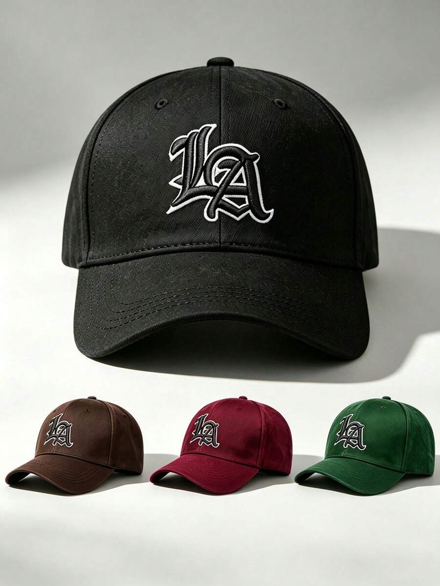 1pc Gothic Men Hat, Letter LA Embroidered Hats For Men Adjustable Baseball Cap Perfect For Parties, Travel, Sun Protection, And Styling