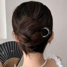 6pcs French Wave U-Shaped Hair Sticks/Hair Bun Styling Tools, Non-Slip Hair Forks, Suitable For Thick And Fine Hair - Multicolor - View 5