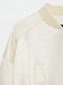Seelio Autumn New Women's European And American Style Fashion Minimalist Versatile Satin Flight Jacket - Beige - View 8