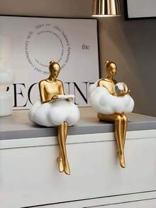 1pc Creative Luxury Niche Abstract Art Figurine, Sitting Pose, Desktop Decor For Living Room, Office, Study - Multicolor - View 1