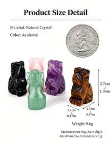 1/5 Pcs Colors Natural Stone Carved Dog Figurine With Velvet Pouch Mini Crystal Animal Statue Home Desktop Ornament Decorative Gift - Multicolor - View 3