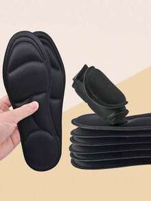 QKC 1 Pair 5D Memory Foam Insoles, Comfortable High Elasticity Thick Shoe Pads With Arch Support, Suitable For Running And Sports Shoes, Shoe Accessories Gift Idea - Black - View 1