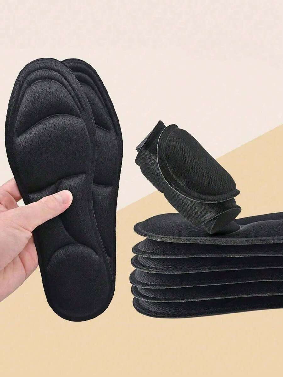 QKC 1 Pair 5D Memory Foam Insoles, Comfortable High Elasticity Thick Shoe Pads With Arch Support, Suitable For Running And Sports Shoes, Shoe Accessories Gift Idea - Black - View 1