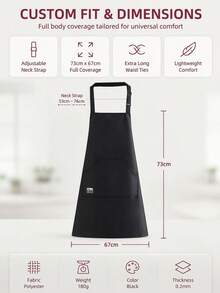 1Pc Waterproof Kitchen Apron Multi Functional Pockets Adjustable Neck Strap Oil Proof Wear Resistant Cooking Apron For Kitchen Cafe BBQ Outdoor Woodworking - Multicolor - View 10