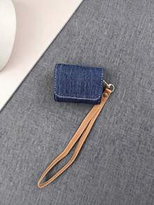 1 túi đựng tai nghe vải denim họa tiết mới cá nhân hóa, tương thích với Apple, phong cách sang trọng, kèm dây đeo chống mất, bao bảo vệ tai nghe không dây, vỏ bọc bảo vệ tai nghe thời trang - Nhiều màu - Xem 6