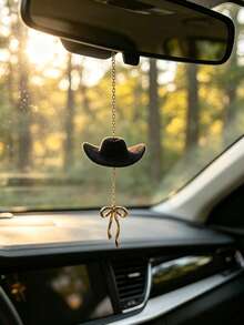 1pc Western Cowboy Hat Bow Pendant Car Interior Hanging Decoration, Car Decoration Accessory, Car Interior Ornament - A - View 5