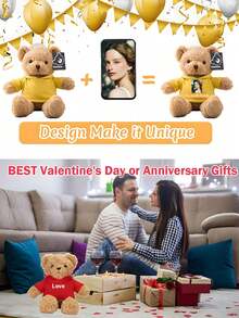 Custom Photo Teddy Bear Personalized Plush Doll Cute Plush Doll Gift For Kids Children Couples Birthday Christmas - Multicolor - View 5