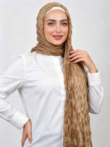 قطعة واحدة حجاب مسلمة أنيق محتشم مرن خفيف الوزن مطوي بحافة متموجة ناعم وقابل للتنفس شال حجاب مسلمة - متعدد الألوان - مشاهدة 6