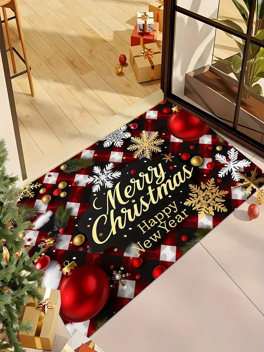 (Review Note: Velvet Material Mat Weight 900g + Thickness 0.8mm + Dotted Bottom) 1pc, Christmas, Christmas Gift Decorative Print, Country Style, Camping Car Design, Indoor/Outdoor RV Welcome Mat, Modern Style Mat, Indoor/Outdoor Use, Farmhouse Kitchen Patio Mat, Bathroom Entrance Rug, Holiday Decor, Home Decor - A - View 1