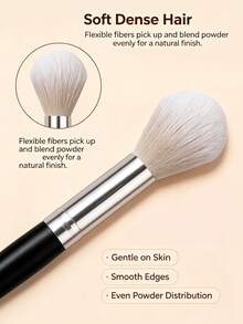 1Pc Blush Brush,For Blush,Bronzer&Loose Powder,Smooth Powder Application Gentle On Skin, Essential Daily Cosmetic Tool For Women & Makeup Beginners - Black - View 5