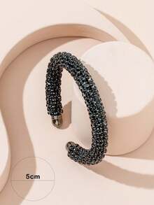 1pc Women's Elegant Rhinestone Open Bangle Bracelet Suitable For Daily Wear - Gun Black - View 3