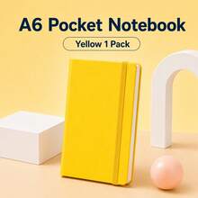 1pc A6 Hardcover Pocket Notebook, 80 Pages Portable Mini Notebook, Premium PU Cover With Elastic Band Design, Lined Pages, Suitable For Writers, Students And Professionals, Office Supplies, Independence Day Gift - Multicolor - View 14