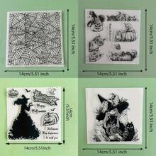 Halloween Spider Web Cat Witch Owl Pumpkin Clear Silicone Stamp,Vintage Gothic Reusable Transparent Seal For Scrapbooking Journal Card Making DIY Craft Decor Stamp - WS-2 - View 2