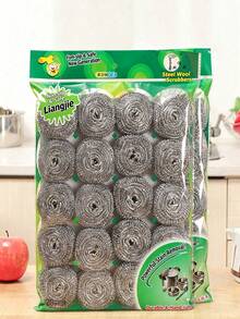 1/20pcs Stainless Steel Wire Scrubbers, Heavy Duty Steel Wire Brush, Suitable For Kitchen Bowls, Dishes, Pots, Pans, Ovens, Grills, Sinks Cleaning, Reusable Metal Wire Dish Cloth - Multi-color - View 1