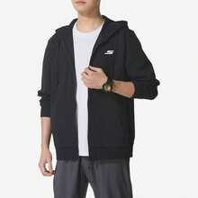 Skechers 男士抽繩連帽拉鍊衛衣外套 透氣休閒開衫 健身通勤運動上衣 - 黑色 - 查看 4