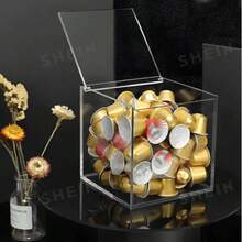 1 buah Kotak Penyimpanan Kapsul Kopi dengan Tutup, Bahan Akrilik, Cocok untuk Mesin Kopi Kapsul, Kapsul Kopi, Kantung Teh, dan Permen, Wadah Transparan Anti Debu yang Dapat Digunakan Kembali, Cocok untuk Kantor, Dapur, Kedai Kopi - MultiWarna - View 1