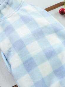 1PC Pet Home Wear 2026 New Arrival Small Dog Puppy Cat Cute Pattern Design Warm Fleece Blue & White Plaid Bath Towel - Multicolor - View 5