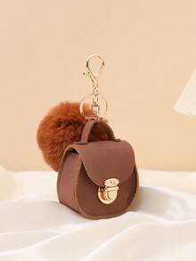 Vintage Mini Pouch Keychain Pendant Bag, Hanging Decor Storage For Lipstick, Earphones, Car Keys, Women's Bag Charm - Brown - View 8