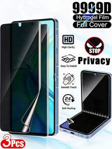 3片裝隱私防窺水凝膠膜,適用於 Galaxy Z Flip 7 Z Flip6 Z Flip5 Z Flip4 Z Flip3,柔軟螢幕保護貼,超清晰前螢幕,側面隱私保護,觸感順滑,防刮、防塵、防水、防指紋,耐用 - 黑色 - 查看 12